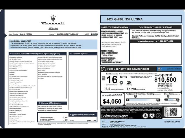2024 Maserati Ghibli Trofeo 334 Ultima RWD